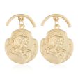 18K Rose Gold-Plated Curved Coin Drop Earrings For Discount