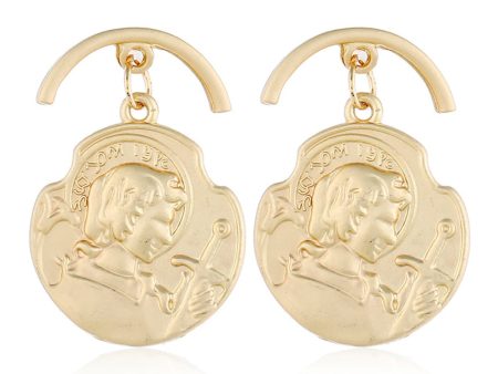 18K Rose Gold-Plated Curved Coin Drop Earrings For Discount