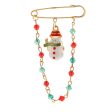 18K Gold-Plated & Multicolor Bead Snowman Chain Brooch on Sale