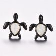 White Opal & Black Turtle Stud Earrings For Cheap