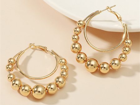 18K Gold-Plated Beaded Layered Hoop Earrings For Discount