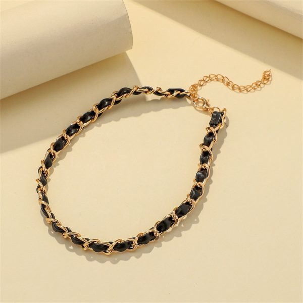 18K Gold-Plated & Black Polystyrene Cable Chain Choker Online Sale