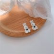 White Gabardine & Silver-Plated Rabbit Stud Earrings Cheap