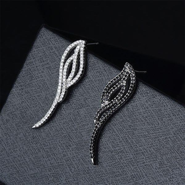 Black & White Cubic Zirconia Wing Drop Earrings Online now