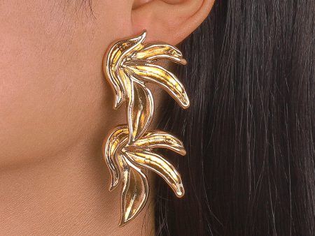 18K Gold-Plated Linked Leaves Drop Earrings Online Hot Sale