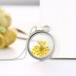 Yellow Gypsophila & Silver-Plated Resin Round Pendant Necklace Online Sale