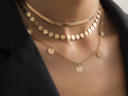 18K Gold-Plated Disc Necklace Set Online Sale