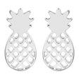 Silver-Plated Open Pineapple Stud Earrings Discount