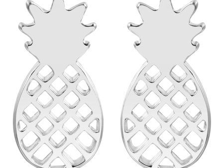 Silver-Plated Open Pineapple Stud Earrings Discount