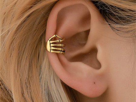 18K Gold-Plated Skeleton Hand Ear Cuff Online Sale