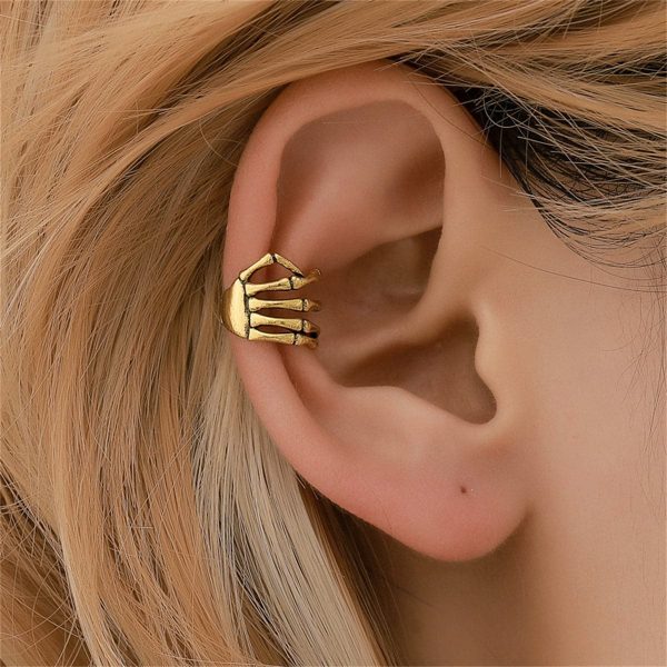 18K Gold-Plated Skeleton Hand Ear Cuff Online Sale