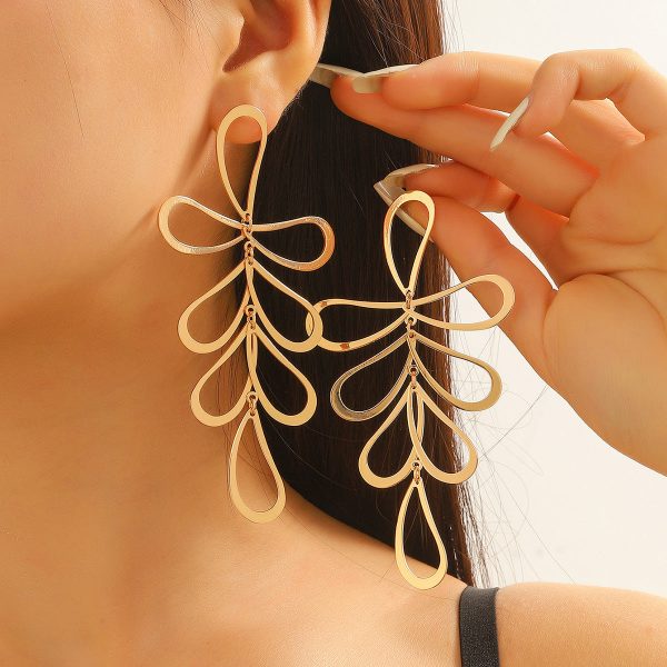 18K Gold-Plated Open Leaves Drop Earrings Online Hot Sale