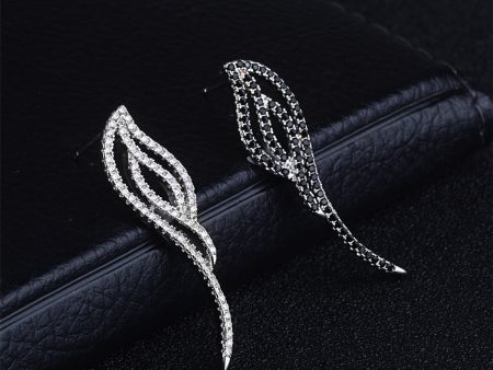 Black & White Cubic Zirconia Wing Drop Earrings Online now