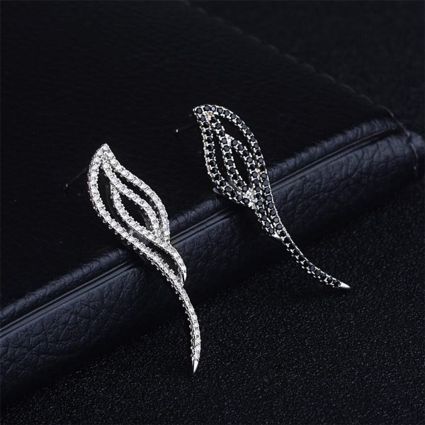 Black & White Cubic Zirconia Wing Drop Earrings Online now