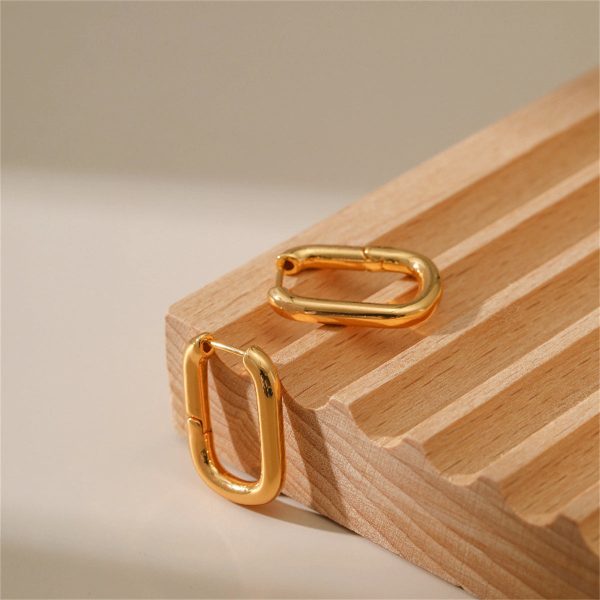 18K Gold-Plated Open Square Huggie Earrings Online