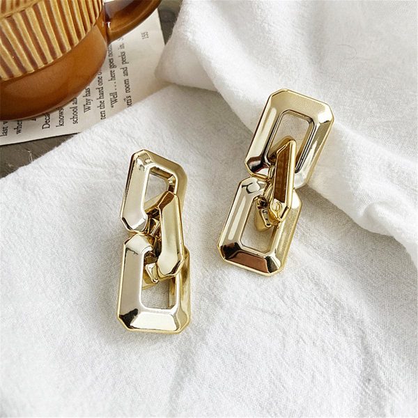 18K Gold-Plated Geometric Chain Link Drop Earrings Online