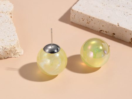 Yellow Resin & Silver-Plated Round Stud Earrings Cheap