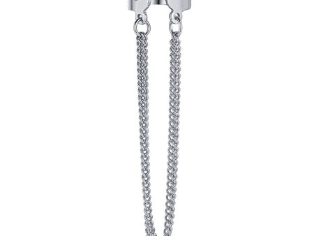 Silver-Plated Layered Chain Ear Cuff Fashion