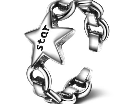 Silver-Plated  Star  Chain Open Ring Online