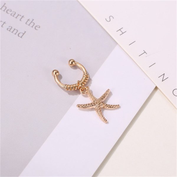 18K Gold-Plated Starfish Charm Ear Cuff on Sale