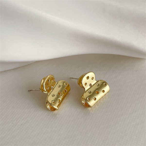 18K Gold-Plated File Clip Stud Earrings Fashion