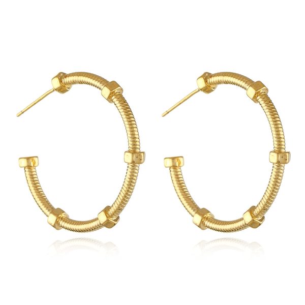 18K Gold-Plated Screw Hoop Earrings Sale