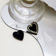 Black Acrylic & 18K Gold-Plated Heart Stud Earrings on Sale