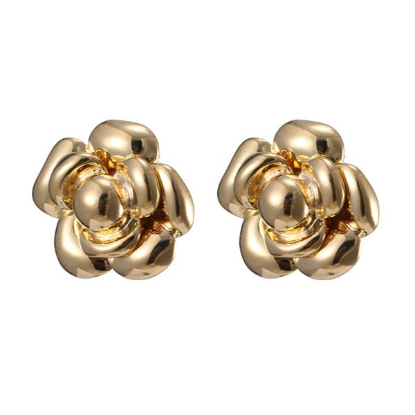 18K Gold-Plated Flower Stud Earrings For Discount