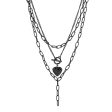 Black Rose Heart Pendant Layered Necklace Online now