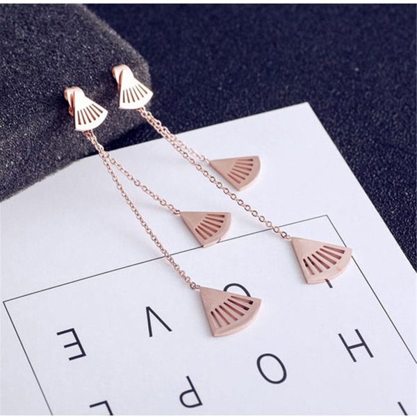 18K Rose Gold-Plated Fan Drop Earrings For Discount