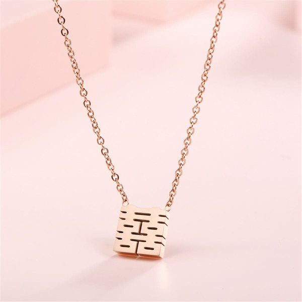 18K Rose Gold-Plated Happiness Symbol Pendant Necklace For Discount