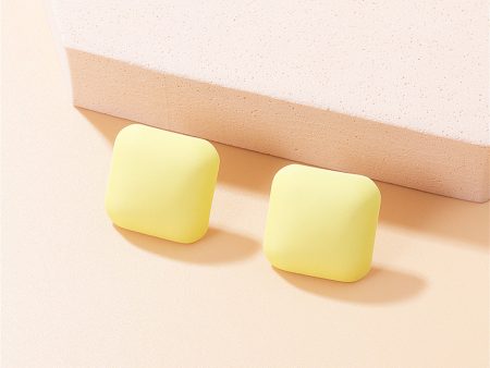 Yellow Enamel & Silver-Plated Cube Stud Earrings Cheap