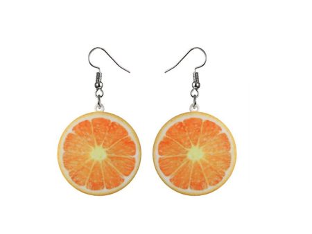 Acrylic & Silver-Plated Orange Slice Drop Earrings Fashion