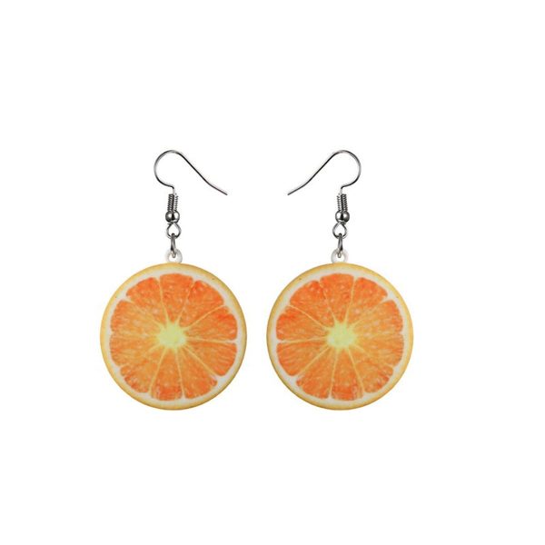 Acrylic & Silver-Plated Orange Slice Drop Earrings Fashion