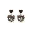 Black Crystal & 18K Gold-Plated Heart Drop Earrings Discount