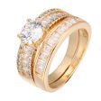 Two-Piece Cubic Zirconia & Crystal Cocktail Stacked Band Ring Set Fashion