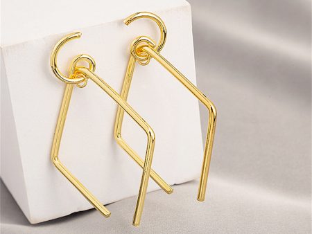 18K Gold-Plated Open-Rhombus Drop Earrings Online Hot Sale