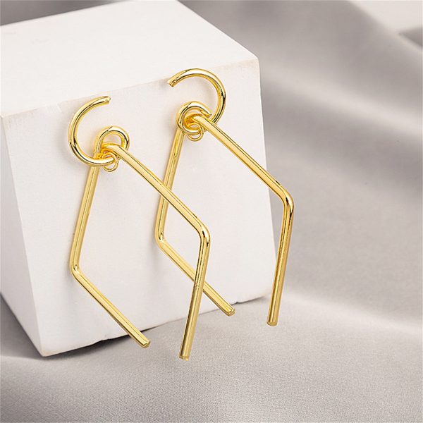 18K Gold-Plated Open-Rhombus Drop Earrings Online Hot Sale