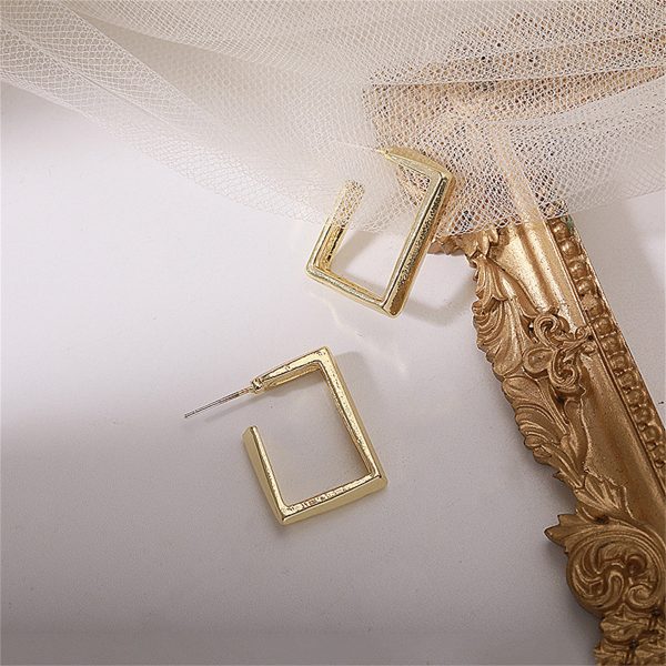 18K Gold-Plated Square Huggie Earrings Hot on Sale