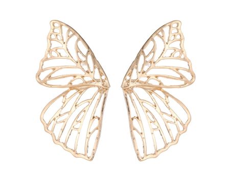 18K Gold-Plated Openwork Butterfly Wing Stud Earrings Online Hot Sale