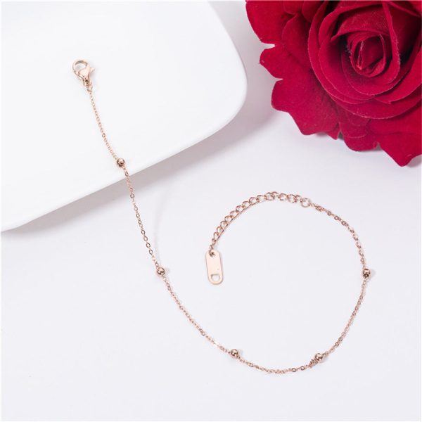 18K Rose Gold-Plated Beaded Station Anklet Online now