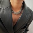 Silver-Plated Five-Row Chain Link Choker Necklace on Sale