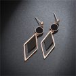 Black Acrylic & 18K Rose Gold-Plated Stacked Rhombus Drop Earrings Online