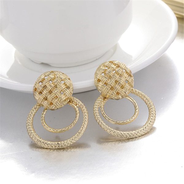 18K Gold-Plated Weave Hoop Drop Earrings on Sale