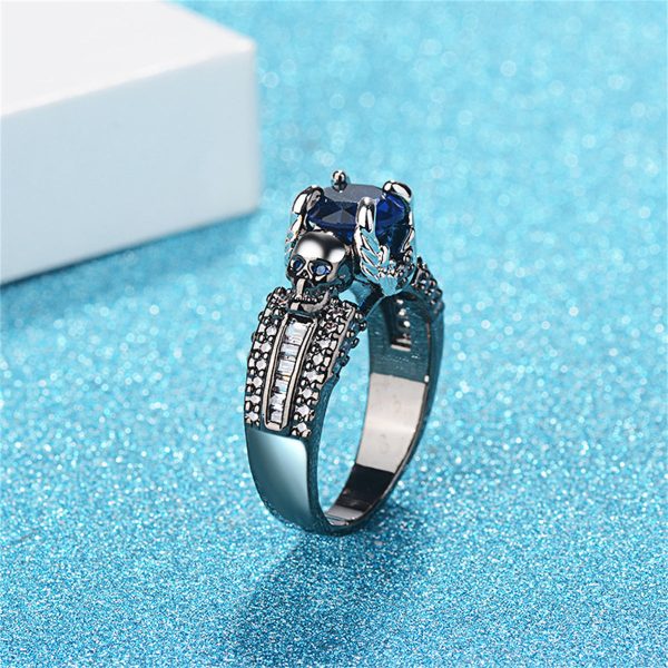 Blue Crystal & Cubic Zirconia Skull Ring Discount