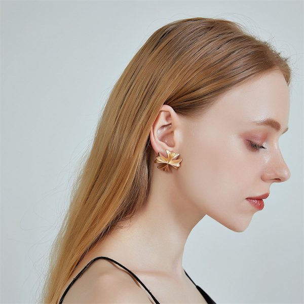 18K Gold-Plated Clover Stud Earrings For Cheap