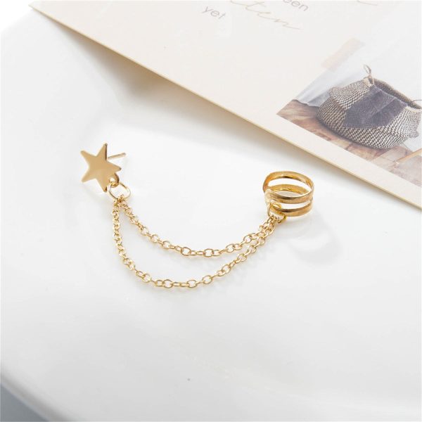 18K Gold-Plated Star Chain Ear Cuff Supply