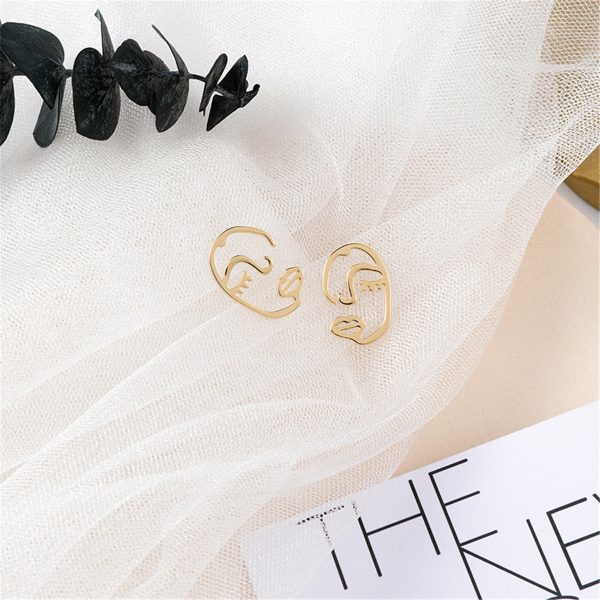 18K Gold-Plated Abstract Face Stud Earrings Online