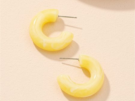 Yellow Resin Chunky Hoop Huggie Earring on Sale