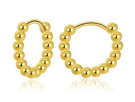 18K Gold-Plated Beaded Chain Huggie Earrings Cheap